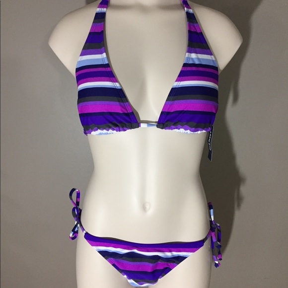 NWT Old Navy Purple Striped Bikini XS/S - Picture 1 of 11